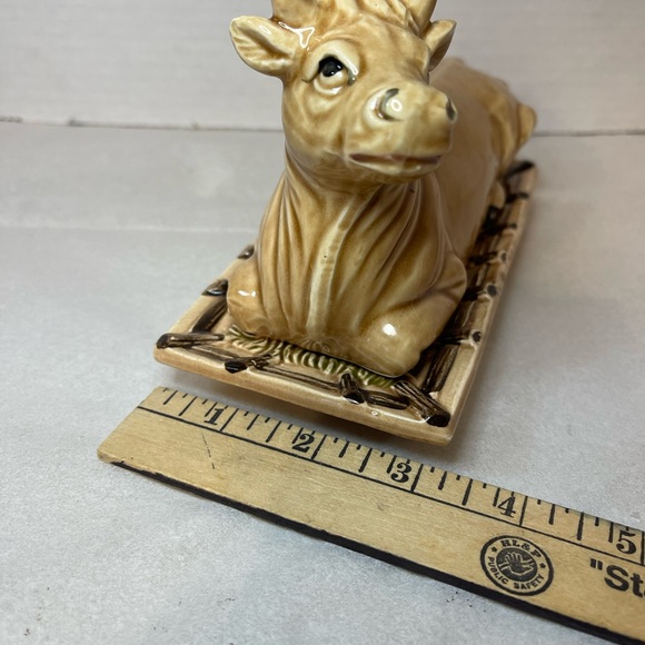 Tan Ceramic Cow Sugar, Creamer and Butter - Picture 11 of 13